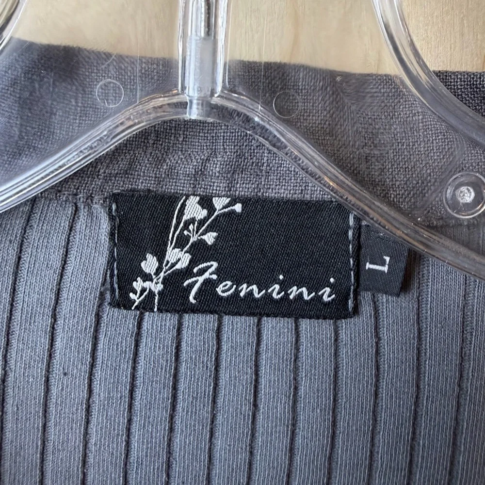 Fenini Gray Linen Button-Front Jacket / Blazer – Made in USA in Charcoal Size L - Picture 3 of 8